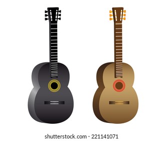 two acoustic guitar on white background