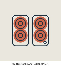 Two acoustic speaker vector icon. Graph symbol for music and sound web site and apps design, logo, app, UI