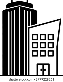 Two Adjacent Buildings Skyscraper City Architecture Icon