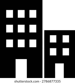Two Adjacent Urban Buildings Vector Icon Illustration