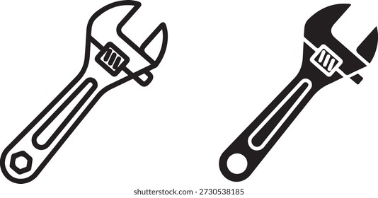 Dos llaves ajustables aisladas sobre fondo blanco, ilustración