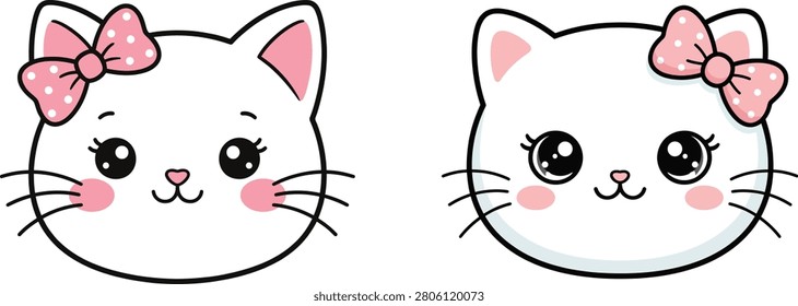 Two adorable cartoon cat
