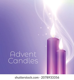 two advent candles with glowing lights