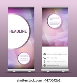 Two advertising roll up banners with an abstract design