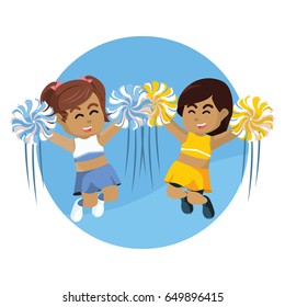 two african cheerleader jumping together