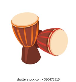 Two african Djembe Drum on white background