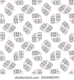Two AI Smartphones vector Artificial Intelligence in Phones concept linear Seamless Pattern