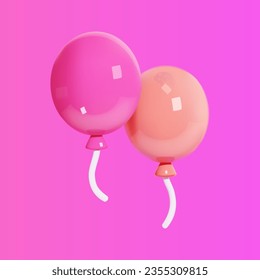 Two air balloons vector 3d icon.