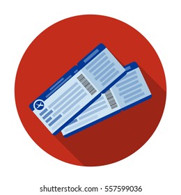 Two airline tickets icon in flat style isolated on white background. Rest and travel symbol stock vector illustration.