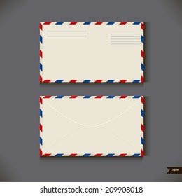 Two airmail envelope on gray background. Vector illustration