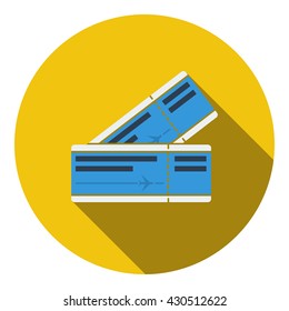 Two airplane tickets icon. Flat design. Vector illustration.