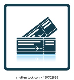 Two airplane tickets icon. Shadow reflection design. Vector illustration.