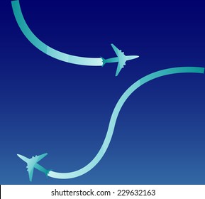 Two Airplanes And Lines