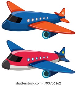 Dos aviones en la ilustración de fondo blanco
