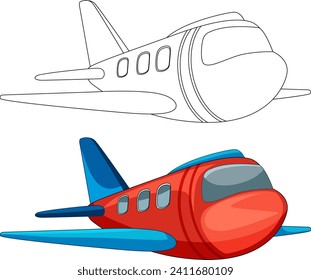 Dos aviones, uno de color y otro delineado.