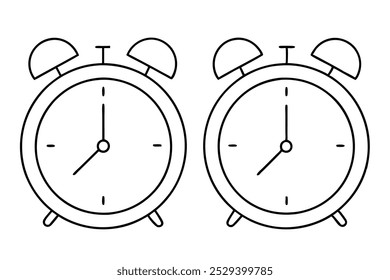 Ilustração de vetor de arte de linha de ícone de logotipo de dois despertador.