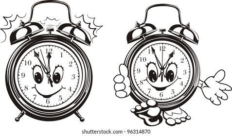 two alarm clocks - black & white