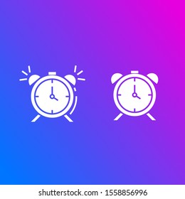 Two alarm-clocks on gradient background
