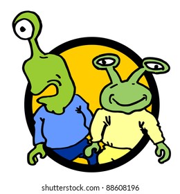 Two aliens icon