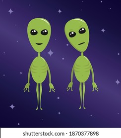 two aliens one ordinary second in an incomprehensible state, suitable for any use