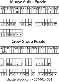Two Alphabet Letter Puzzles Moose Antler and Crow Group Grids letters game
