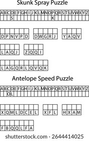 Duas letras alfabéticas Quebra-cabeças Skunk Spray Antelope Speed Word Search Grids letters