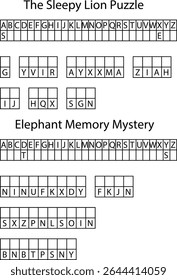 Duas letras alfabeto quebra-cabeças leão adormecido Elefante memória Grids cartas jogo