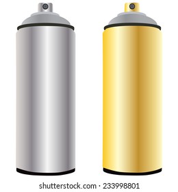 Two aluminum spray bottles vector isolated on white