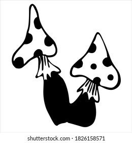 Two amanita on a white background. Halloween. Vector illustration.