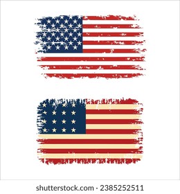 Two American flag set vector illustration
