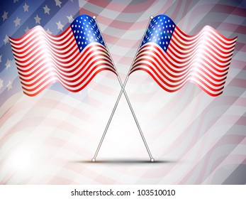 Two American Flag waving on seamless flag background for 4 July Independence Day and other occasions. EPS 10.