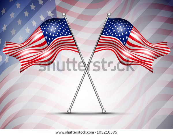 Download Two American Flag Waving On Seamless Stock Vector (Royalty ...