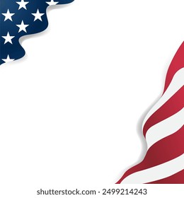 Two American flags, one stars, one stripes. Patriotic design suitable for Independence Day, Memorial Day, Veterans Day or Labor Day celebrations. Transparent Background. Layered EPS Vector