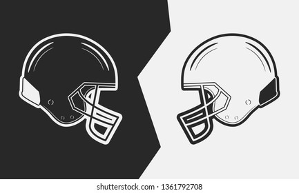 Two American football helmets. Black vs White. Vector illustration.