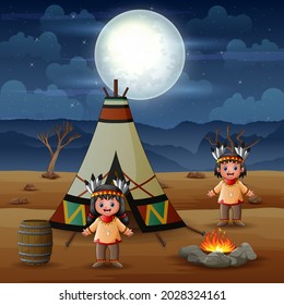 Two american indians cartoon