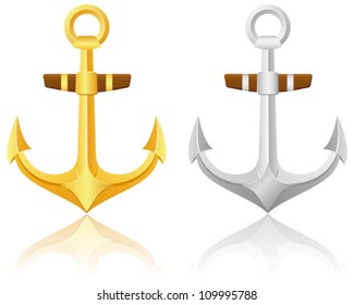 Two anchors on a white background. Vector illustration.