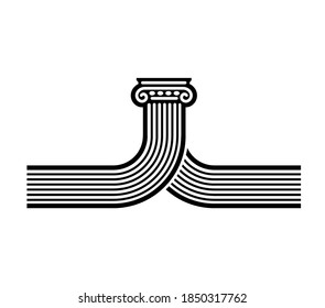 Two ancient columns bent and connected by heads to form a single shape