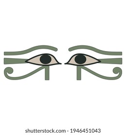 Two ancient Egyptian eyes. Wadjet. Sacred symbol of god Horus or goddess Maat.