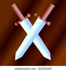two ancient sword on dark background vector