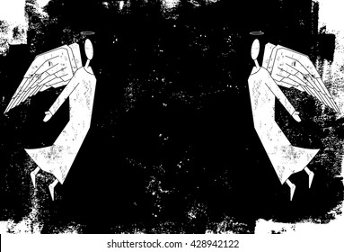 Two angels background 
Two white angels over a textured background.