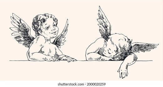 Two angels, grvir in the baroque style.