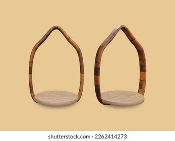 two angles 3d wooden podium with islamic style for showcase the product