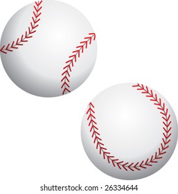 two angles of a baseball