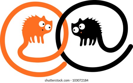 Two angry cartoon cats