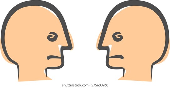 Two angry head, men unhappy, people, 