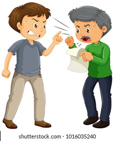 Dos hombres enfadados discutiendo la ilustración