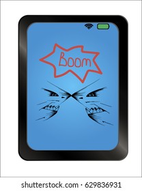 Two angry sharks face to face on background plate. Free hand drawn. Vector illustration. 