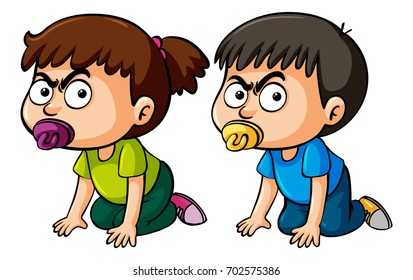 Dos niños enojados con ilustración de pacificadores