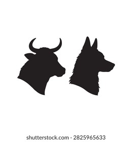 Two animal head silhouettes