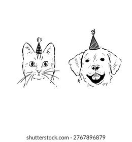 Two animal illustrations wearing